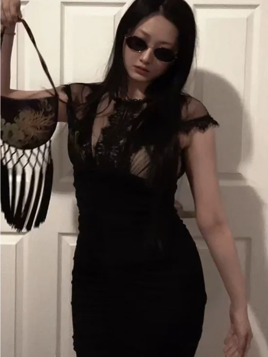 Rare gothic black lace Jessica Mcclintock maxi dress - Picture 5 of 7